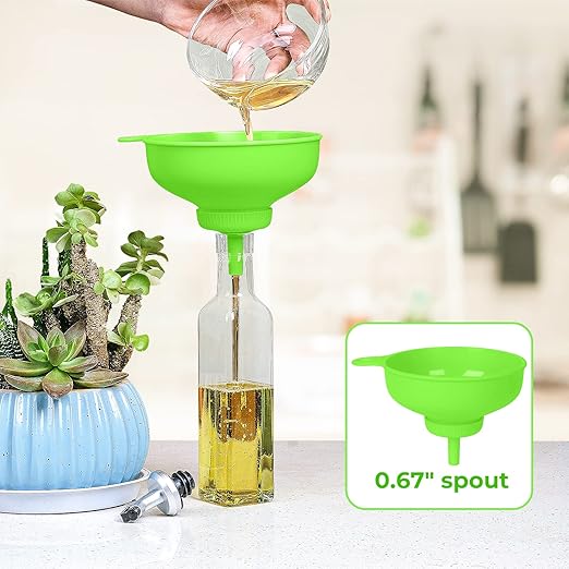 Wide Mouth Kitchen Funnel, Food Grade Plastic Cooking Canning Funnel with 4 Sizes Spouts for Filling Wide and Regular Mason Jars, Spray Dropper Oil Bottle Jug Spices Shampoo Sauce