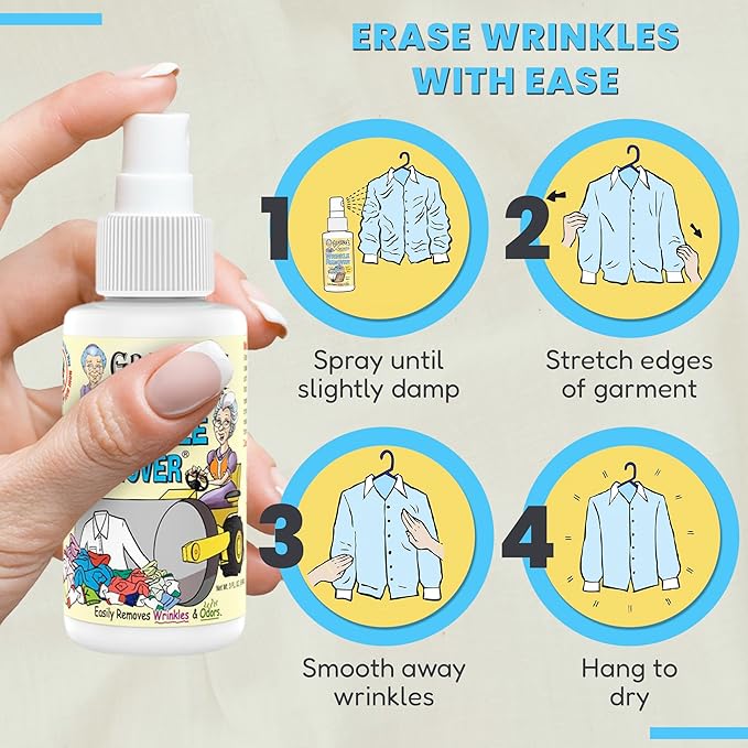 Grandma's Secret Wrinkle Remover Spray - Easily Removes Wrinkles & Odors - Wrinkle Release, Fabric Refresher Spray, Chlorine, Bleach and Toxin-Free - 3 Ounce, 3 Pack
