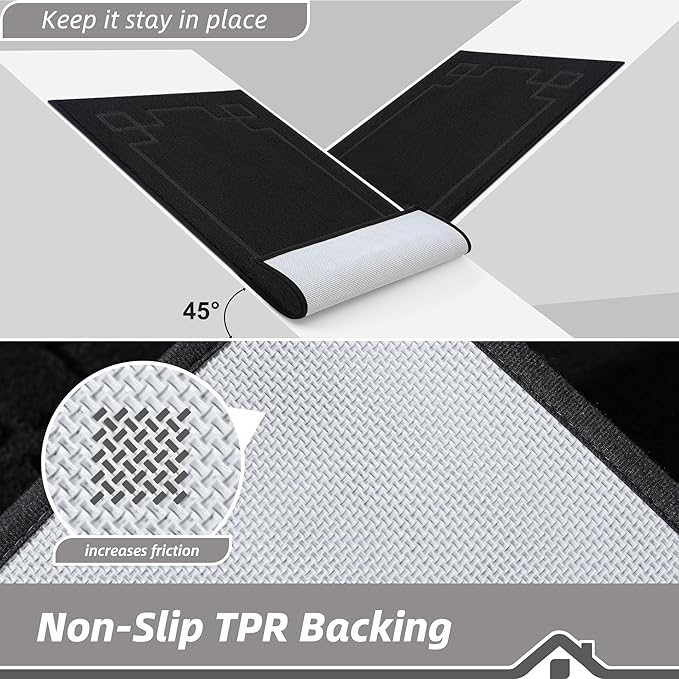 BEQHAUSE Door Mat 20" x 32", Non-Slip Door Mats Indoor Entryway Rugs Washable Low-Profile Absorbent and Stain Resist Floor Mats, Dog Door Mat for Front Back Door, Muddy Wet Shoes & Paws, Black