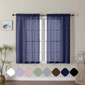 Aiyufeng Navy Curtains 45 Inch Length 2 Panels Set, Farmhouse Soft Airy Lightweight Clip Jacquard Textured Curtains, Chic Wavy Line Window Curtains for Bedroom Living Room, 40" Wx45 L Inches