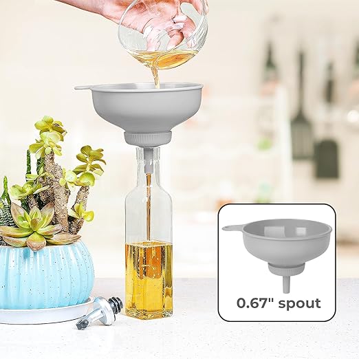 Wide Mouth Kitchen Funnel, Food Grade Plastic Cooking Canning Funnel with 4 Sizes Spouts for Filling Wide and Regular Mason Jars, Spray Dropper Oil Bottle Jug Spices Shampoo Sauce