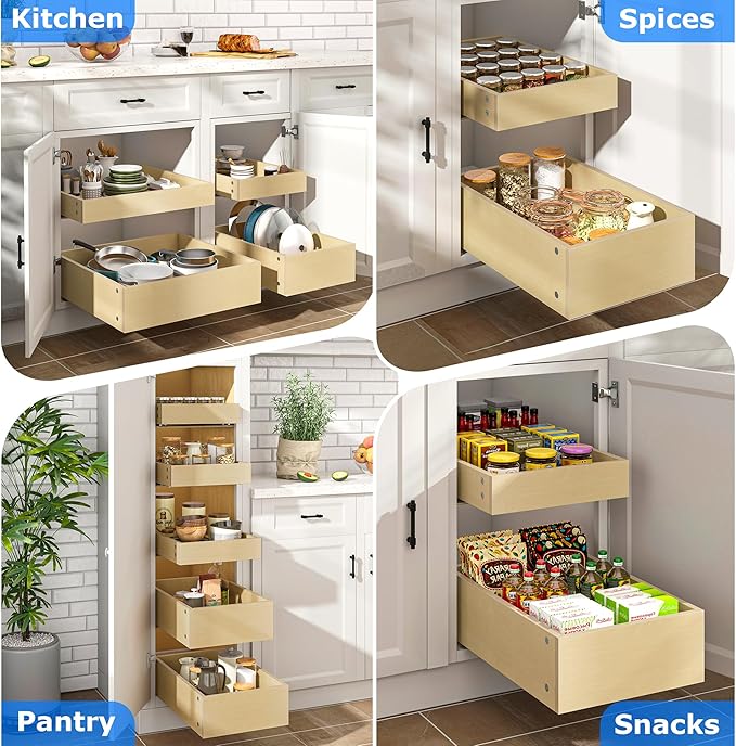 WelFurGeer Soft Close Pull Out Cabinet Organizer, 29" W x 22" D Pull Out Drawer for Cabinets, Cabinet Roll Out Drawers, Slide Out Drawers, Durable Pullout Drawer for Home & Kitchen Organization