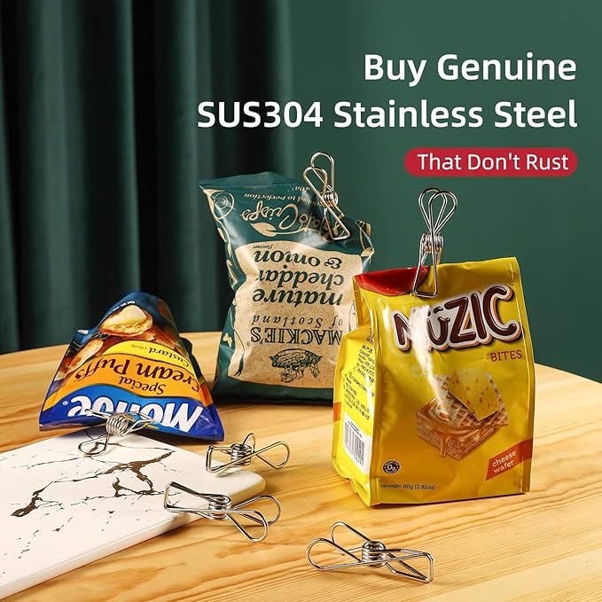 Heavy Duty Clothes Pins for Hanging Clothes, Stainless Steel Clothespins for Landry, Metal Clothes Clips, Clothes Pegs