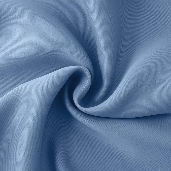 BGment Denim Blue Blackout Curtains 40 Inches Length for Bedroom Kitchen Window - Short Thermal Insulated Drapes with Rod Pocket Darkening Privacy for Bathroom Cafe, 2 Panels, 42 x 40 Inch