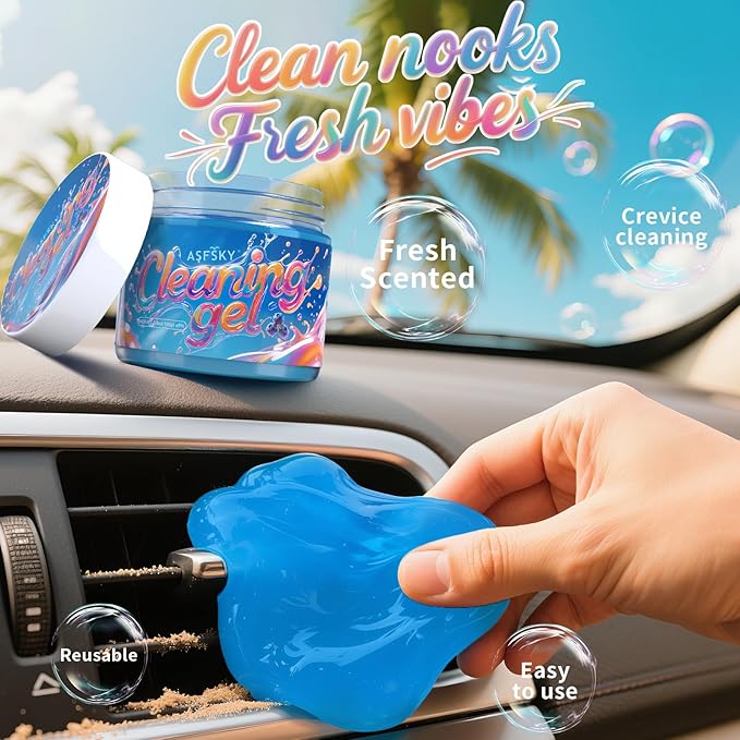 ASFSKY Car Cleaning Gel (Blue,Blueberry) Cleaning Putty Universal Dust Cleaning Car Interior Cleaner Keyboard Dust Remover Car Slime Gifts for Men Women Girl（1 Pack）