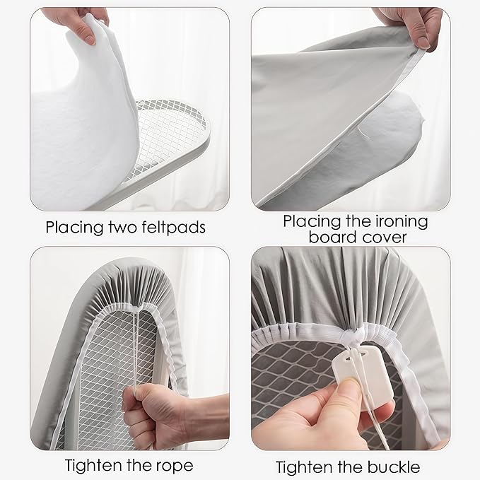 Ironing Board Cover with Two 5MM Thick Feltpads,12"x36"Heat Resistant Replacement Ironing Board Cover and Pad,Fits Standard Ironing Boards,Durability and Easy to Install