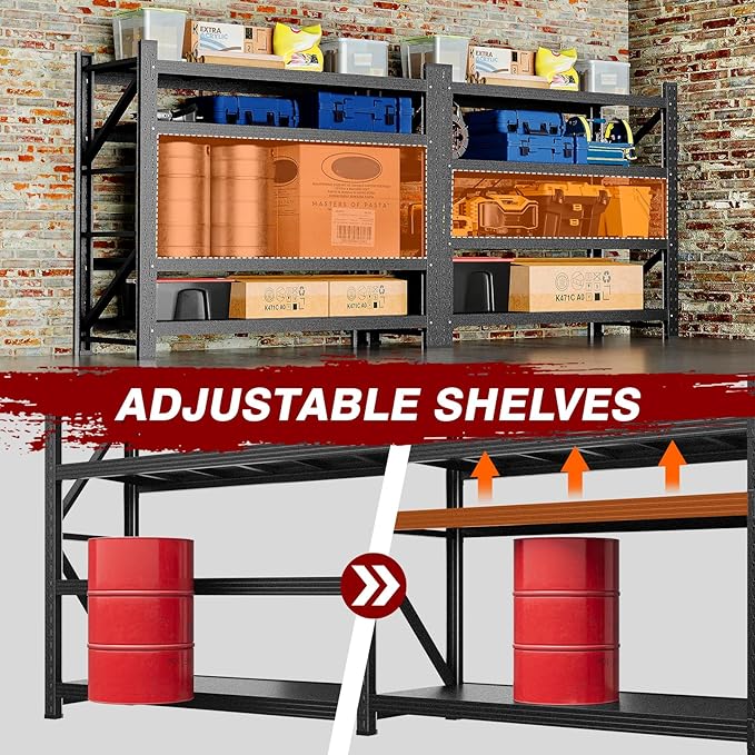 3000LBS Metal Steel Storage Shelves - 48" W Black 4 Tier Heavy Duty Rack Commercial Industrial Shelving with Adjustable Shelf for Basement Garage Warehouse Supermarket - 48" W x 24" D x 70" H