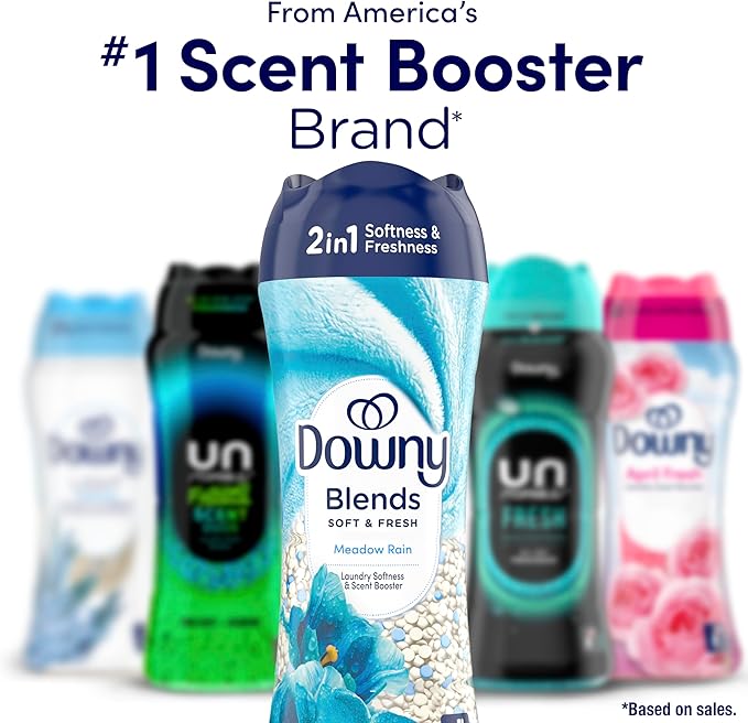 Downy Blends In-Wash Laundry Scent Booster Beads, Meadow Rain Scent, 24.5 OZ, Fabric Sottener Beads and Freshness