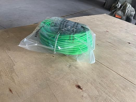 100 Ft Turnbuckles for Cables Wire, 3/16" Green PVC Coated Wire Rope Kit, Multi-use Steel Cable for Grape Vines/Clothes Line Outdoors for T Post/String Light Hanging/Garden Wire