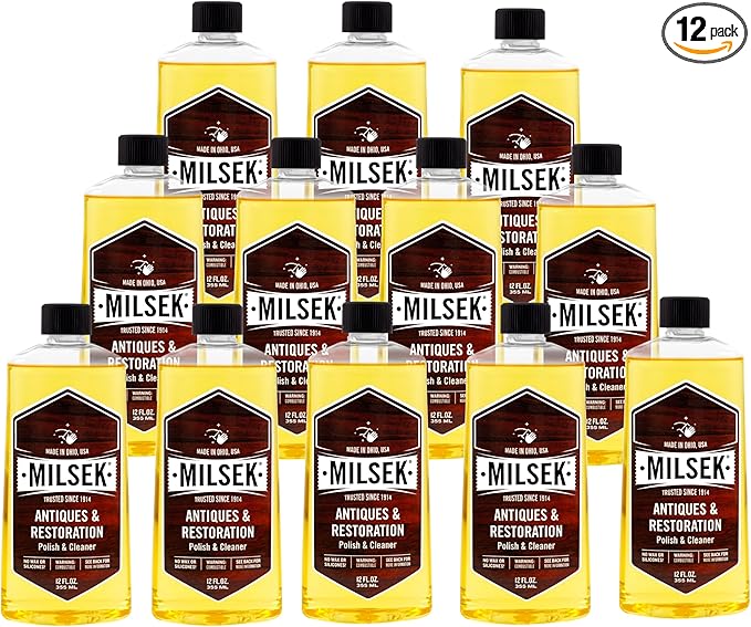 Milsek Antiques & Restoration Polish & Cleaner - Home Essential Cleaning Supplies for Home Improvement of any Wood Antiques or Heirlooms - 12 Fl Oz (Pack of 12)