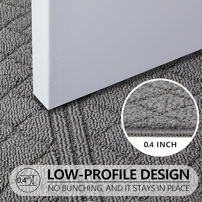 REFETONE Indoor Doormat, Front Back Door Mat 24"x36" Absorbent Rubber Backing Non Slip Door Mats, Low-Profile Resist Dirt Entrance Rugs, Machine Washable Door Rug Inside Floor Mat for Entryway, Grey