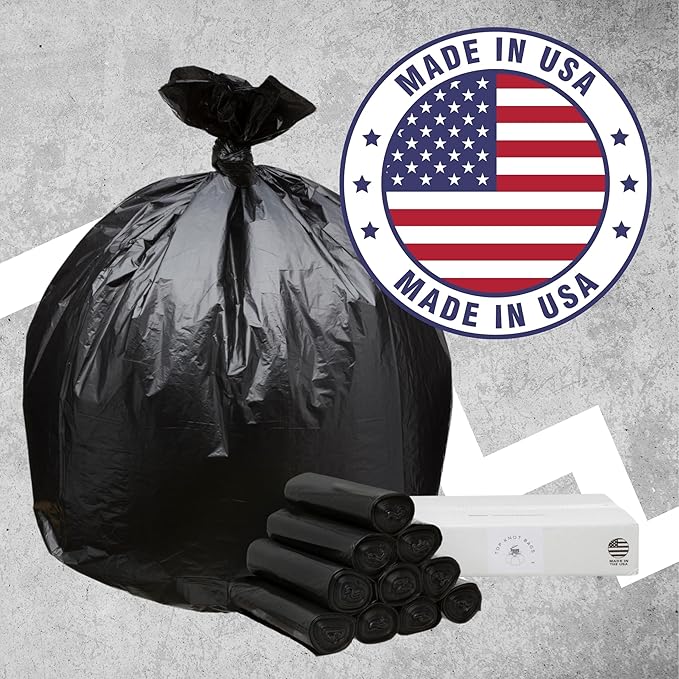 45 Gallon Garbage Trash Bag 40X46" 1.5 Mil Black 100 Count Can Liner Bulk 40 Gallon 41 Gallon 42 Gallon 43 Gallon 44 Gallon Made in USA