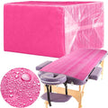 Breling 100 Pcs 31.5 x 71 Inch Disposable Bed Sheets Oil-proof PE Film Massage Table Sheets Non-woven Fabric Spa Waterproof Bed Cover Breathable for Beauty Salon Hotels Tattoo Waxing(Pink)