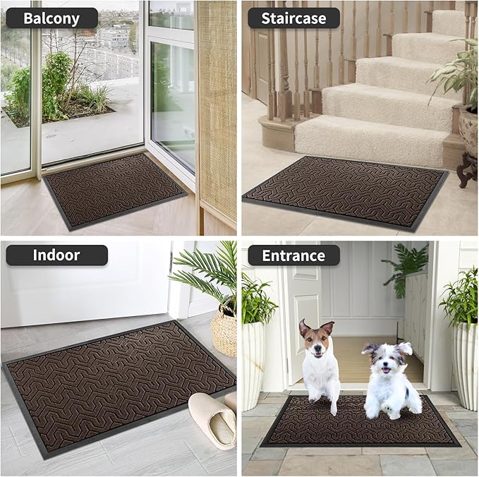 Yimobra Extra Large Door Mat Outside Entrance 60x32, Waterproof Heavy Duty Outdoor Mats for Front Door, Non Slip Rubber Entry Mat for Garage Patio, Easy Clean, Brown