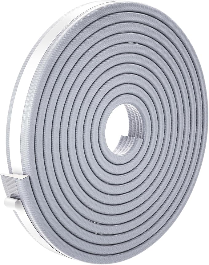QDiShi 118" Wedge-Shape Weather Stripping Door Seal Weatherproof Foam Seals Self Adhesive Insulation Anti-Collision Strip Soundproofing Frame Insulation Tape Fits 0.13-0.31" Gaps(Grey)