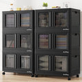 BROVIEW 120Gal Stackable Storage Bins with Lids & Wheels, 480Qt Plastic Collapsible Closet Organizer and Storage Drawers, Storage Boxes Cabinets for Home, Office, 6 Pack, Black