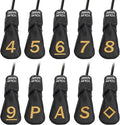 10pcs /Set Black Hybrid Iron Head Covers Protector with Large Gold No.