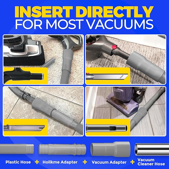 Holikme 2 Pieces Dryer Vent Cleaner Kit, Dryer Lint Vacuum Attachment and Flexible Dryer Lint Brush, Dryer Vent Vacuum Hose Attachment,Grey
