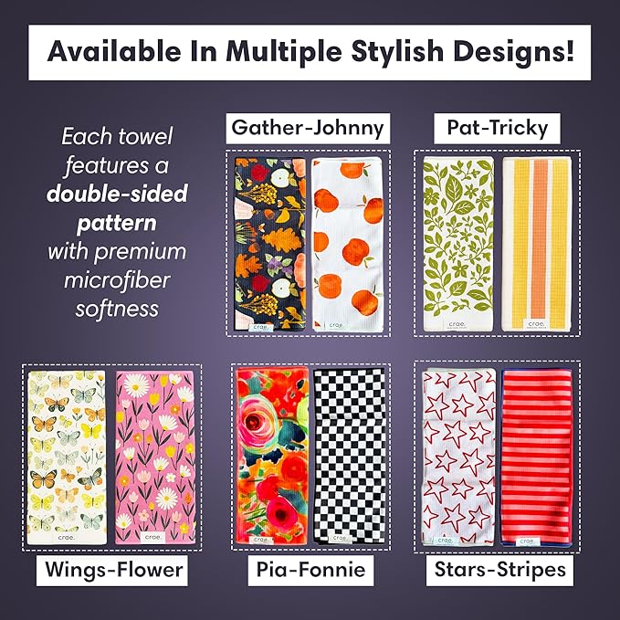 2 Double Sided Microfiber Hand Towels, 17x27 Inches Waffle Design Kitchen Towels Set, Durable & Soft Fast Drying Hand Wash Cloth and Dishcloth for Everyday Use at Home (Jonny & Gather- Blue/Multi)