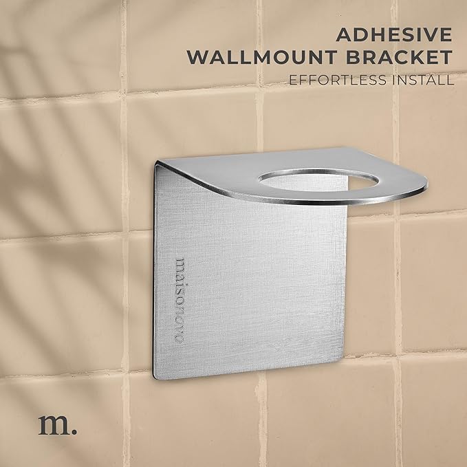 MaisoNovo Shampoo and Conditioner Dispenser - Shower Soap Dispenser Wall Mounted - 16.9 fl oz Set of 3 Clear Plastic Bottles White Bamboo Pump - Shampoo Dispenser, Shower Dispenser 3 Chamber No Drill
