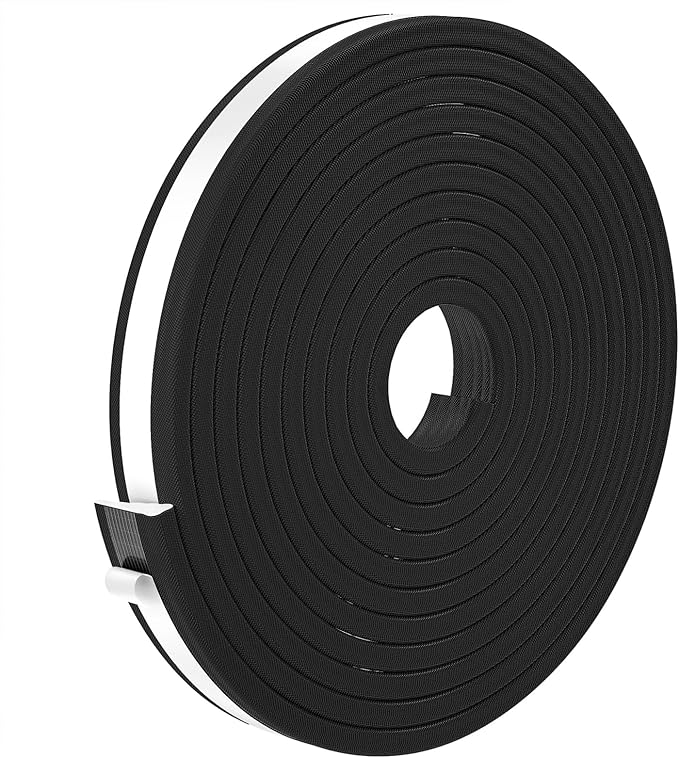 QDiShi 196" Wedge-Shape Weather Stripping Door Seal Weatherproof Foam Seals Self Adhesive Insulation Anti-Collision Strip Soundproofing Frame Insulation Tape Fits 0.13-0.31" Gaps(Black)