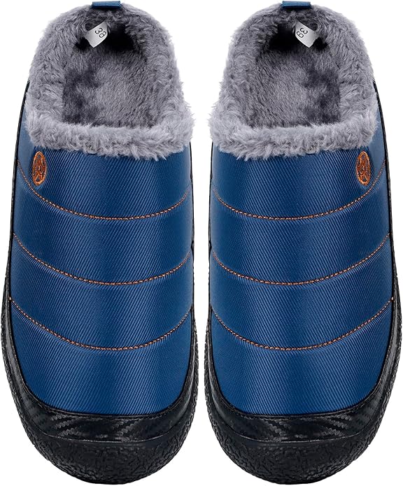 Womens Mens House Slippers Slip on Snow Winter Warm Fully Fur Lined Slippers Indoor Outdoor Shoes