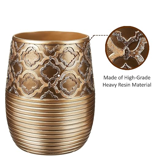 Zahari Home Decorative Trash Can for Bathroom, Office & Bedroom - 2.1 Gallons Stylish & Small Trash Can for Dorms, Desktop & Restroom - Chic Waste Basket for Compact Spaces, Spindle
