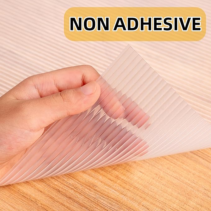 Shelf Liner Non Slip,Non Adhesive Cabinet Liner,Waterproof Drawer Liner,Food-Grade EVA Material for Kitchen Cabinets,Drawers,Refrigerators-Odorless & Easy to Cut-12 x 240 inches x 2 Rolls,Thickened