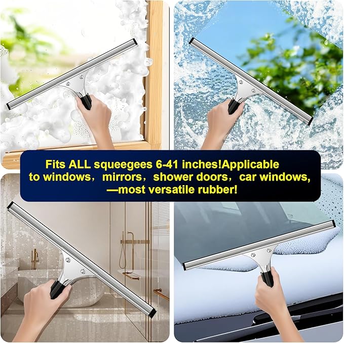 41-Inch High Elasticity Replacement Silicone Squeegee Strips, for Windows Glass Shower Door Cleaning, Durable and Easy to Install