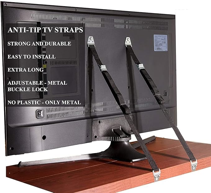 TV and Furniture Anti Tip Straps,Metal Heavy Duty TV Straps Child Safety,Adjustable Safety Furniture Wall Anchors for Baby Proofing Flat Screen TV,Dresser,Bookcase,Cabinets