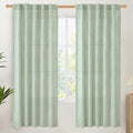 YoungsTex Sage Green Curtains 72 Inch Length for Living Room, Semi Sheer Linen Drapes Light Filtering with Back Tab Rod Pocket for Bedroom Farmhouse Spring Decor, 42 X 72 Inch, 2 Panels