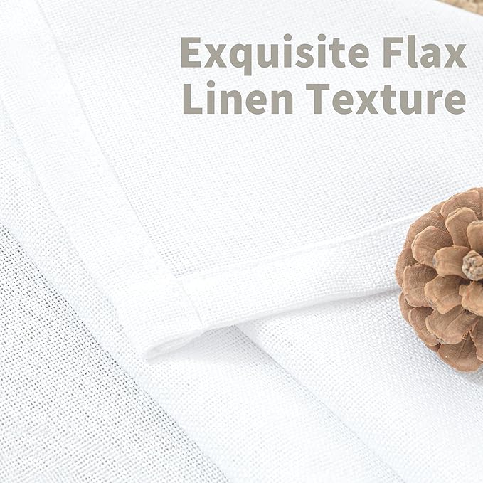 YoungsTex White Linen Curtains for Living Room 95 Inch Long 2 Panels, Semi Sheer Drapes Light Filtering with Pinch Pleated for Bedroom Dining Room Floor Length Window Treatments, 40 X 95 Inch