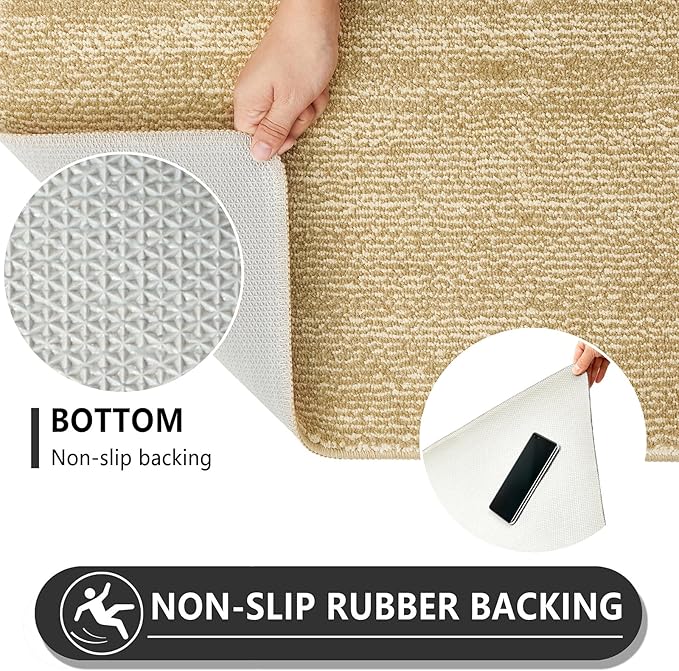 REFETONE Indoor Doormat, Front Door Mat 32"x48" Absorbent Rubber Backing Non Slip Back Door Mats, Washable Low-Profile Inside Floor Mat Door Rugs for Entryway, Resist Dirt Mud Mat for Dogs, Brown