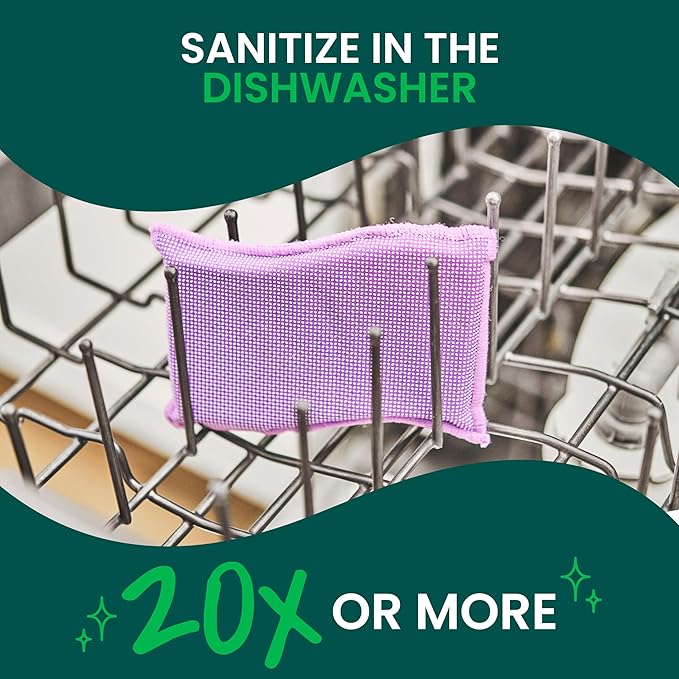 Scotch-Brite Stay Clean Scrubber Pads, Non-Scratch Dish Sponges for Kitchen Cleaning, 12 Count, Rinses Clean, Odor-Resistant, Safe on Non-Stick Cookware, Pots, Pans, and Glassware