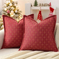 ZWJD Christmas Pillow Covers 18x18 Set of 2 Soft Polyester Textured Pillows with Stylish Flange Edge Cozy Farmhouse Christmas Decor for Couch Bed Sofa Living Room (Red)