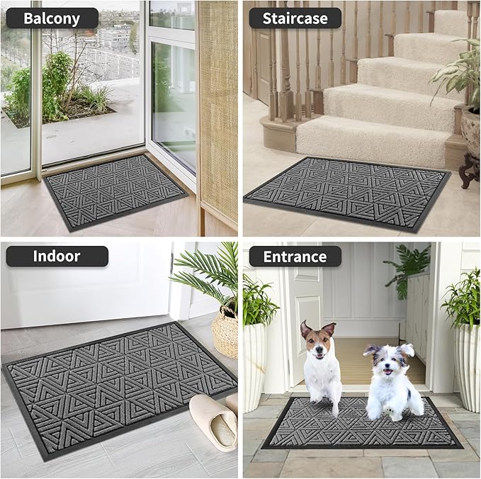 Yimobra Large Door Mat 36x24, All-Weather Waterproof Non-Slip Welcome Matt Outdoor, Heavy Duty Non Slip Doormat for Entryway for Patio and Garage Indoor, Easy Clean, Grey