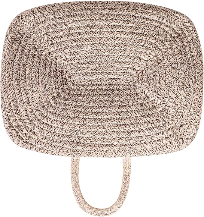Storage Baskets for Clothes Fabric Cotton Rope Storage Basket with Handles, Decorative Woven Basket for Living Room,Closet Organizer Blankets, and 2bags (Gradient Brown, L14×W11×H14)