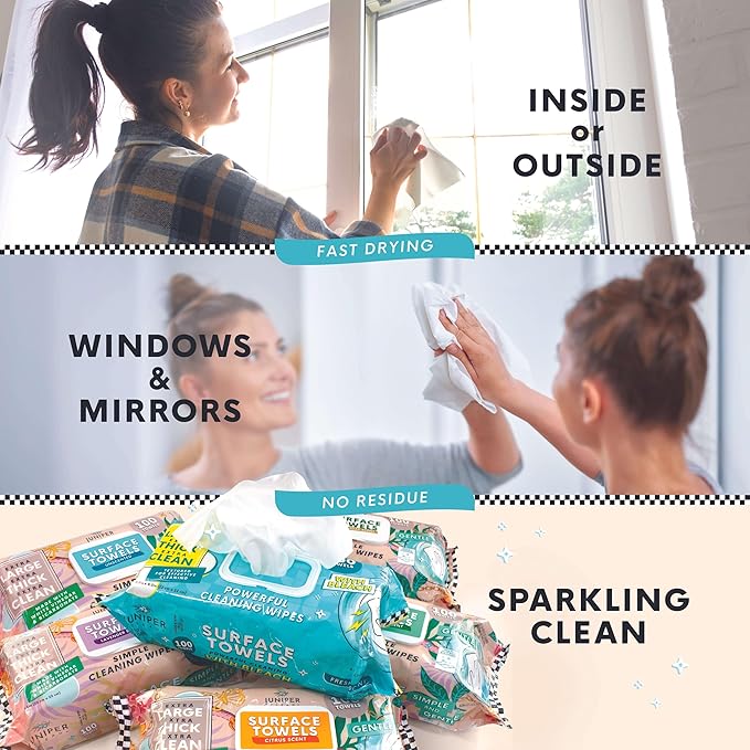 Single Surface Wipes with Bleach, Thick & Large Dispose, All-Purpose Cleaner for Bathroom, Kitchen, Office, 100 Count Soft Flow, Biodegradable, Fresh Scent