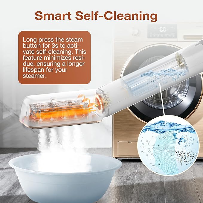 Newbealer 2in1 Travel Iron with Global Voltage, 100-240V Clothes Steamer, Dry Ironing & 2 Steam Levels, Non-Stick Ceramic Soleplate, Fabric Wrinkle Remover, Auto-off, Self Cleaning, No Clamp (Gold)