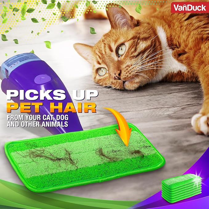 VanDuck Reusable Mop Pads Compatible with Swiffer WetJet (4 Pack) - Microfiber Mop Refill for Wet Mopping Cloths - Hardwood Floor Cleaning Pads are Reusable Replacements