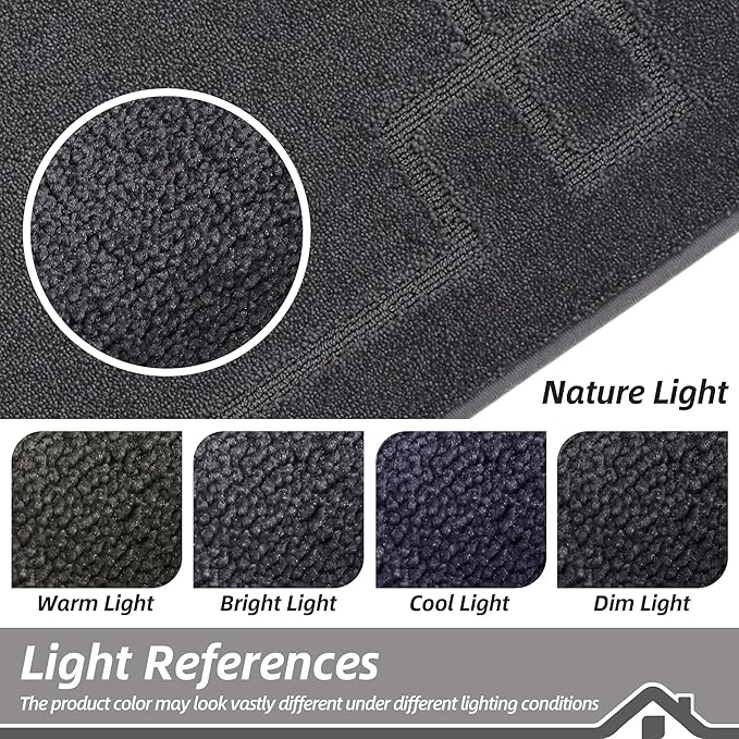 BEQHAUSE Door Mat 20" x 32", Non-Slip Door Mats Indoor Entryway Rugs Washable Low-Profile Absorbent and Stain Resist Floor Mats, Dog Door Mat for Front Back Door, Muddy Wet Shoes & Paws, Dark Grey