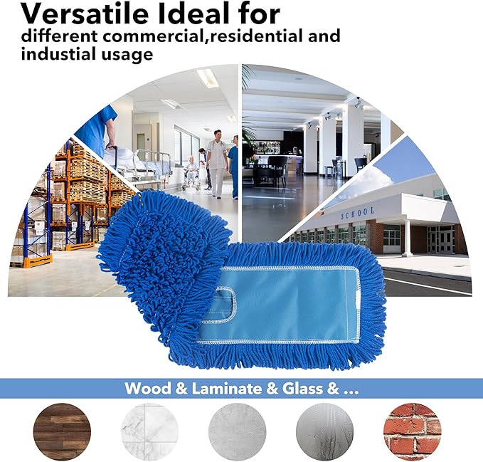 Matthew 36'' Microfiber Loop Dust Mop Washable Commercial&Residential Heavy Duty Mop Head Replacement Premium Absorbent Industrial Dust Mop Refill Pads for Hardwood, Office,Garage and Hotel -1Pack