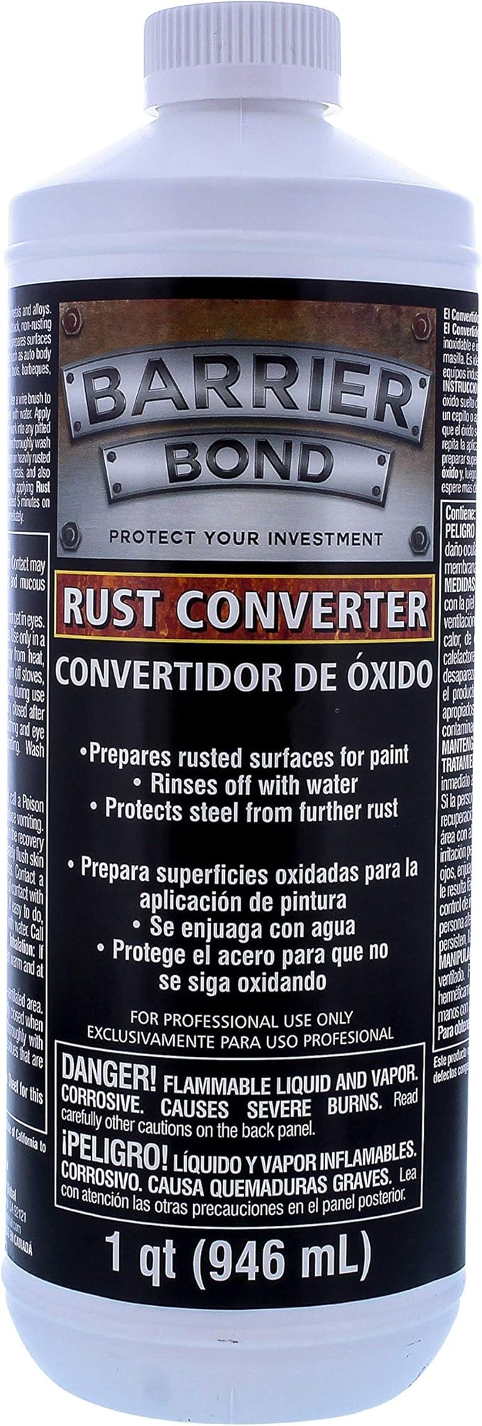 Custom Shop Barrier Bond - Rust Converter & Metal Primer 1-Quart - Rust Inhibitor, Metal Treatment & Protection for Auto, Industrial, Home