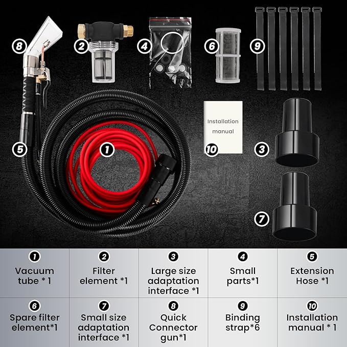 Shop Vac Extractor Kit, Better Extractor Hose Kit for Carpet & Upholstery Cleaning in Home and Auto, with Wand, Hose & Adapter