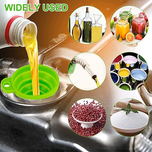 Kitchen Funnel Set 7 Pack, Collapsible Silicone Funnel for Filling Bottles, Beverage, Lab, Oil, Paint - Kitchen Gadgets Accessories Multicolor