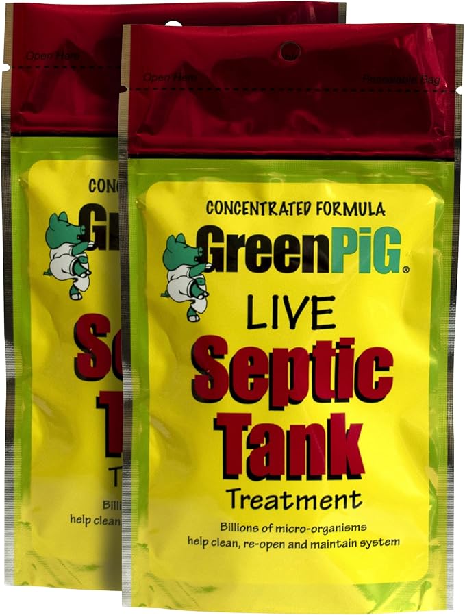 GREEN PIG Septic Tank Treatment - 8 Pods, Septic Safe Clog Remover, Prevents Expensive Septic Tank and Drain Field Failures, 2-Year Supply