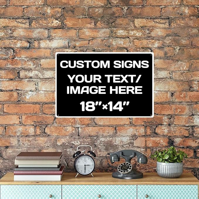 Custom Aluminum Weatherproof Metal Sign - 18 * 12Inch, Personalized Text & Picture, Black & White Traffic Regulation Horizontal Sign