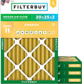 Filterbuy 20x25x2 Air Filter MERV 11 (MPR 1200) Allergen Defense Replacement (4-Pack), Electrostatic Pleated HVAC AC Furnace Filters, Made in USA (Actual Size: 19.50 x 24.50 x 1.75)