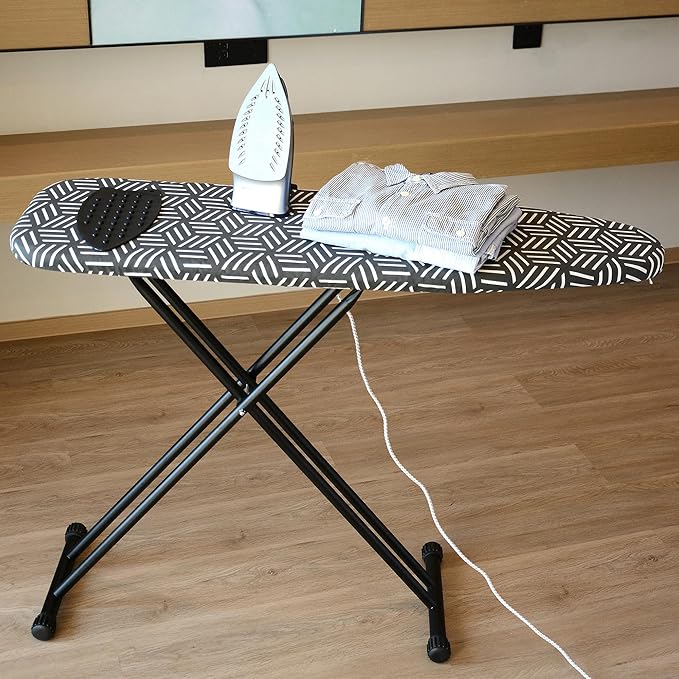 caius Ironing Board, Compact and Space Saver Full Size Ironing Board, Extra Wide Ironing Area with Extra Thick Heavy Duty Padded Cover, Stable Structure, Easy to Fold