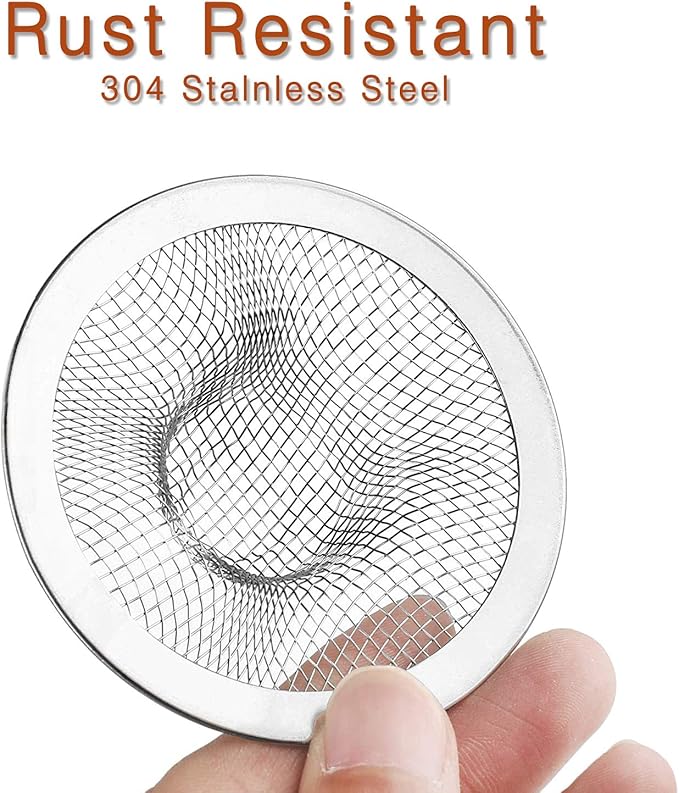 2pcs Heavy Duty Stainless Steel Slop Basket Filter Trap, 2.75" Top / 1" Mesh Metal Sink Strainer, Perfect for Kitchen Sink/Bathroom Bathtub Wash Basin Floor Shower Drain Balcony Drain Hole, Utility